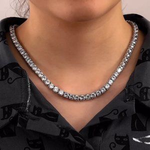 Tennis Necklace  4mm 16" GRA Lab Certified D/VVS1 Moissanite in Sterling Silver